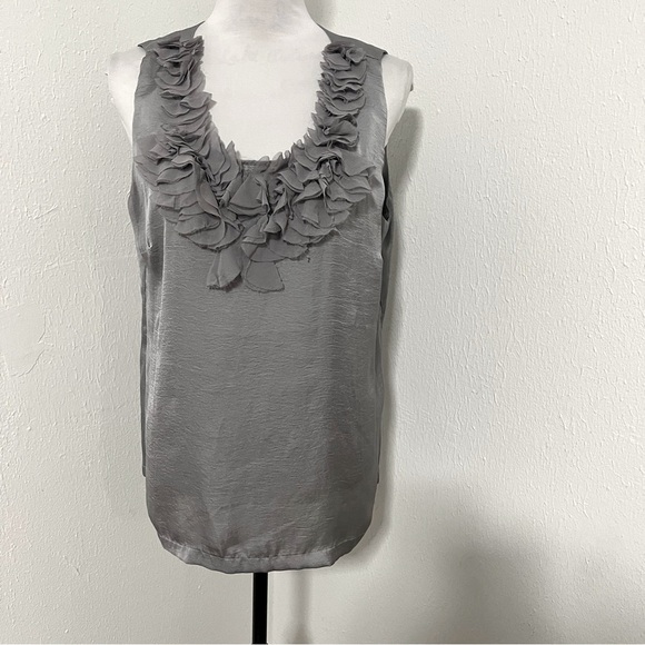 Adiva Women’s Large Elegant Ruffled Blouse in Gray EUC Going Out, Meeting, Party - Picture 1 of 7